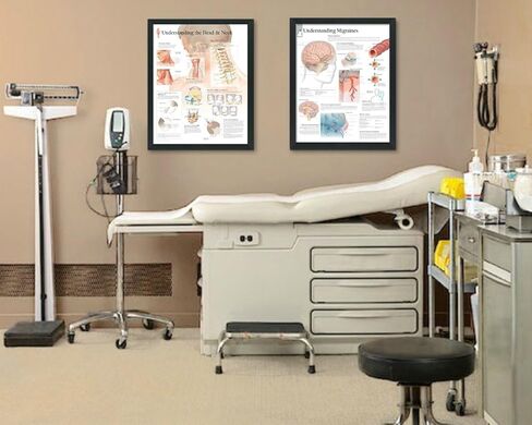 Set of 2 Framed Medical Posters Understanding The Head and Neck and Understanding Migraines 22"x28" Wall Diagrams Educational Informational Doctors Office Charts in Kuwait
