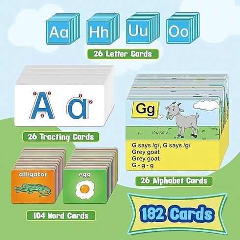 Alphabet Learning Pocket Chart for Classroom - Early Literacy & Phonics Learning Tool with Removable Cards - Portable Wall Hanging Storage for Toddler in Saudi Arabia