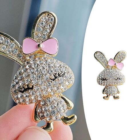 Rabbit Pin Brooch for Women, Gold Tone Sparkling Imitation Rhinestone for Women Easter Brooch Fit for Dress Hat Bag, Cute Animal Bunny Lapel Pins Accessory in Kuwait