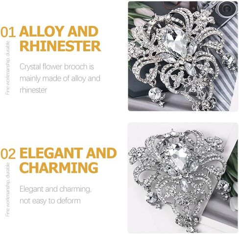 4Pcs Crystal Brooch Pins Rhinestone Lapel Pins Crown Brooch Wedding Rhinestone Brooch Pins Boho Vintage Diamond Brooch Pins Decorative Clothing Brooch in Saudi Arabia