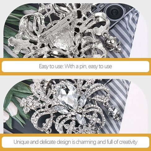 4Pcs Crystal Brooch Pins Rhinestone Lapel Pins Crown Brooch Wedding Rhinestone Brooch Pins Boho Vintage Diamond Brooch Pins Decorative Clothing Brooch in Saudi Arabia