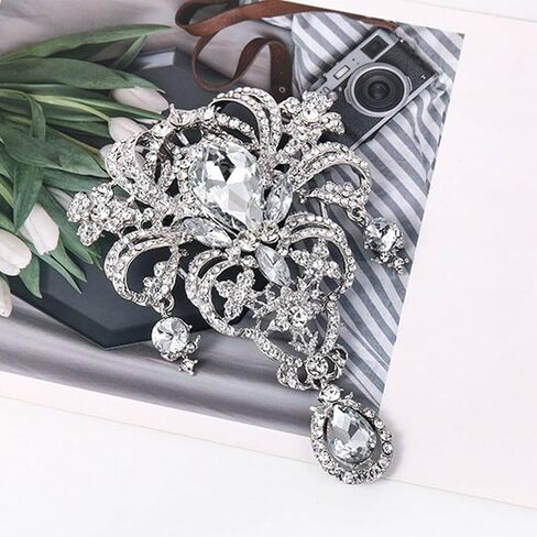 4Pcs Crystal Brooch Pins Rhinestone Lapel Pins Crown Brooch Wedding Rhinestone Brooch Pins Boho Vintage Diamond Brooch Pins Decorative Clothing Brooch in Saudi Arabia
