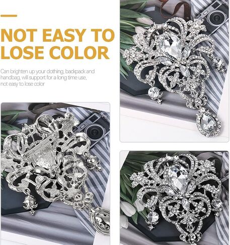 4Pcs Crystal Brooch Pins Rhinestone Lapel Pins Crown Brooch Wedding Rhinestone Brooch Pins Boho Vintage Diamond Brooch Pins Decorative Clothing Brooch in Saudi Arabia