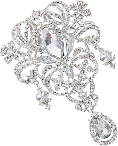 4Pcs Crystal Brooch Pins Rhinestone Lapel Pins Crown Brooch Wedding Rhinestone Brooch Pins Boho Vintage Diamond Brooch Pins Decorative Clothing Brooch in Saudi Arabia