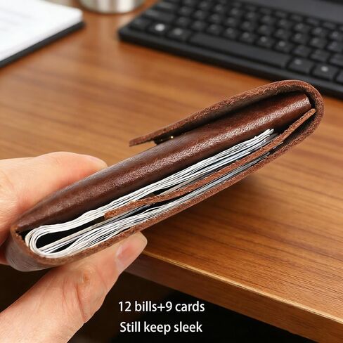 Leather Wallet for Men and Women - Slim Card Holder - Handmade Minimalist Front Pocket Wallet - Flap Cash Wallet - Full Grain Leather (Coffee) in Saudi Arabia