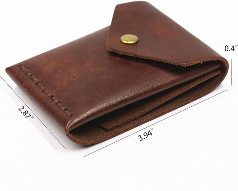 Leather Wallet for Men and Women - Slim Card Holder - Handmade Minimalist Front Pocket Wallet - Flap Cash Wallet - Full Grain Leather (Coffee) in Saudi Arabia
