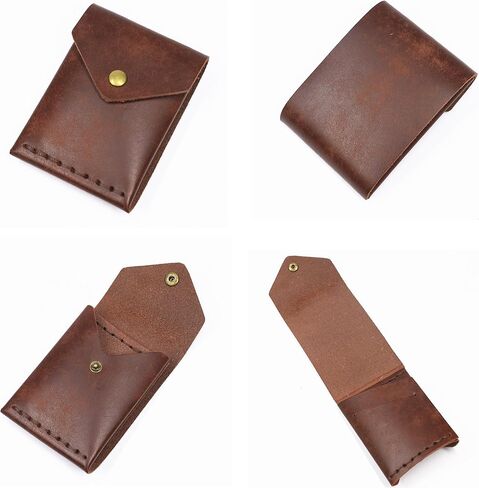 Leather Wallet for Men and Women - Slim Card Holder - Handmade Minimalist Front Pocket Wallet - Flap Cash Wallet - Full Grain Leather (Coffee) in Saudi Arabia