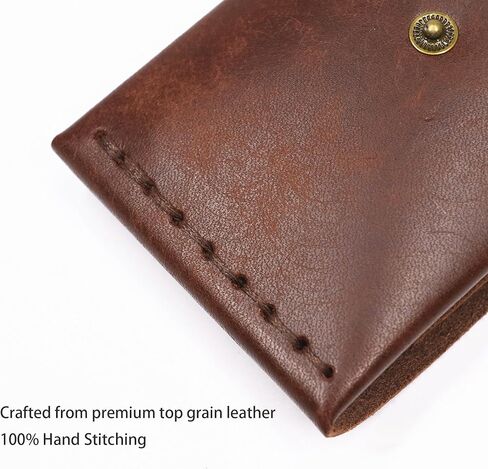 Leather Wallet for Men and Women - Slim Card Holder - Handmade Minimalist Front Pocket Wallet - Flap Cash Wallet - Full Grain Leather (Coffee) in Saudi Arabia