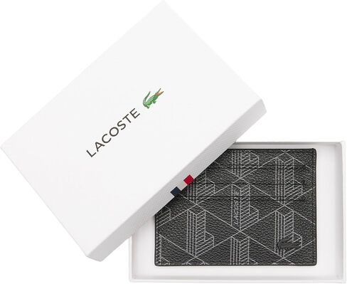 Lacoste Men's The Blend Card Holder, Monogram Noir Gris in Saudi Arabia