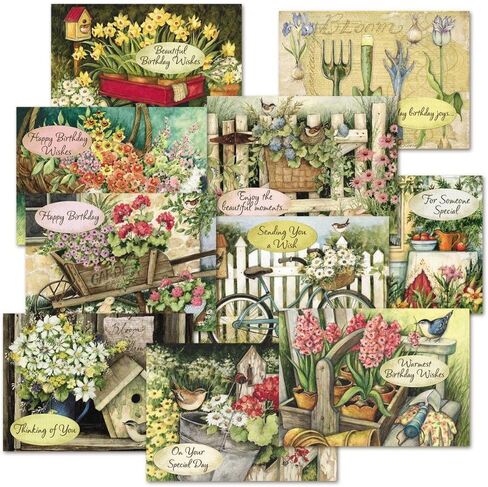 Current by Susan Winget Happy Birthday Greeting Card Set - Value Pack of 20 Cards With White Envelopes, 10 Designs, Large 5" x 7" Assortment in Saudi Arabia