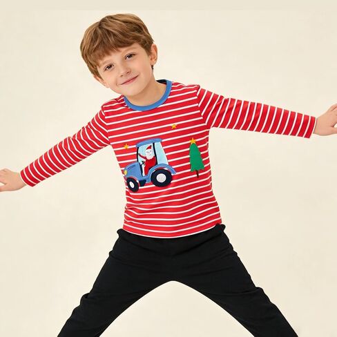 Boys Long Sleeve T Shirt Crew Neck Ribbed Soft Basic Loose Fit Pullover Casual Top Versatility Fall Spring in Saudi Arabia