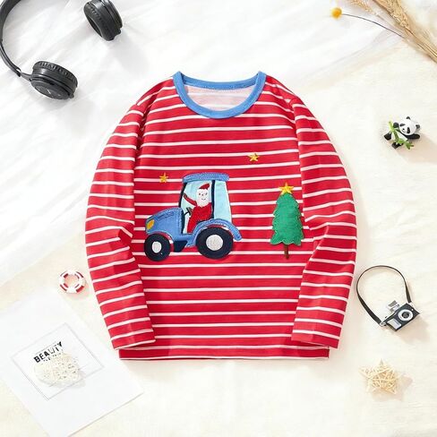 Boys Long Sleeve T Shirt Crew Neck Ribbed Soft Basic Loose Fit Pullover Casual Top Versatility Fall Spring in Saudi Arabia