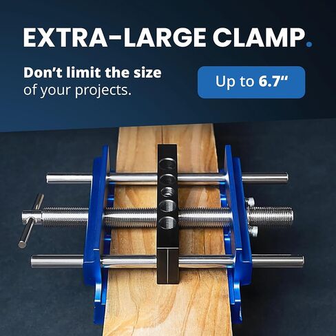 Eleon - Self Centering Dowel Jig with Elongated Jaws and Extra Wide Clamp - Durable Aluminum Alloy Dowel Drill Guide - Blue in Kuwait