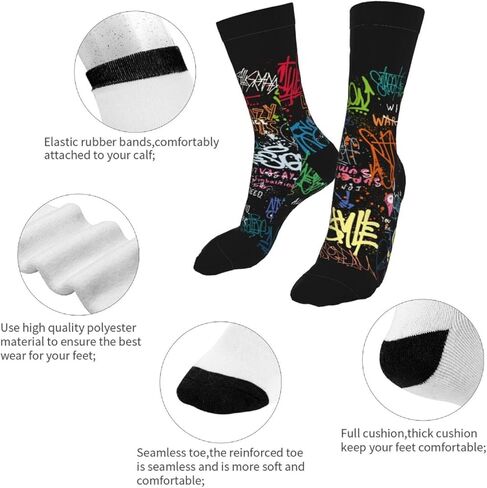 جوارب Giinly Graffiti Socks المبتكرة والمضحكة، هدايا مجنونة للرجال والنساء in Kuwait