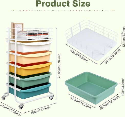 Runnatal Storage Cart with 5 Drawers, Utility Cart with Colorful Drawers and Metal Tabletop, Craft Cart, Teacher Organization for for Office, Living Room, Kitchen in Kuwait