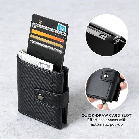 محفظة رجالية RFID من الجلد، حامل بطاقات منبثق، فتحات متعددة للبطاقات، حافظة بطاقات أوتوماتيكية، محفظة نحيفة للرجال مع صندوق هدايا لنوافذ الهوية، التنقل اليومي، السفر، الاستخدام التجاري، أسود in Saudi Arabia