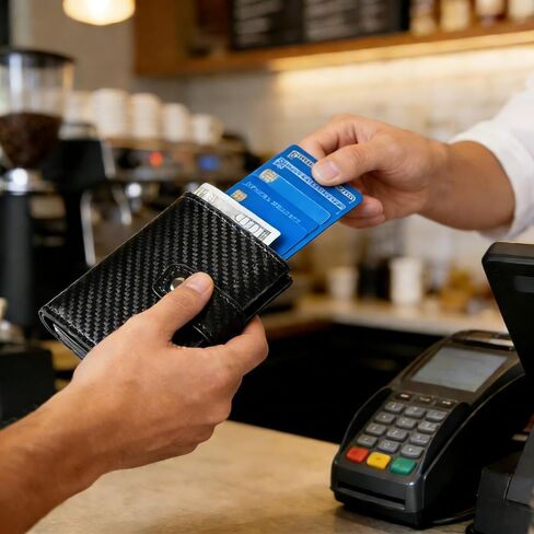 محفظة رجالية RFID من الجلد، حامل بطاقات منبثق، فتحات متعددة للبطاقات، حافظة بطاقات أوتوماتيكية، محفظة نحيفة للرجال مع صندوق هدايا لنوافذ الهوية، التنقل اليومي، السفر، الاستخدام التجاري، أسود in Saudi Arabia