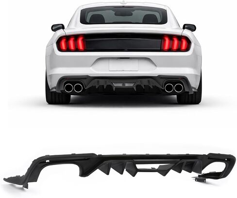 HECASA Rear Diffuser Compatible with 2018-2022 Ford Mustang Bumper Lip Spoiler Splitter Valance Protector PP Plastic Black in Saudi Arabia
