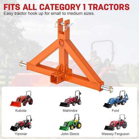 3 Point Trailer Hitch with 2" Receiver Quick Hitch Compatible with Category 1 Tractors, Heavy Duty 3pt Towing Hitch Tractor Drawbar Hitch Adapter for BX, Kubota, John Deere, NorTrac, Kioti(Orange) in Saudi Arabia