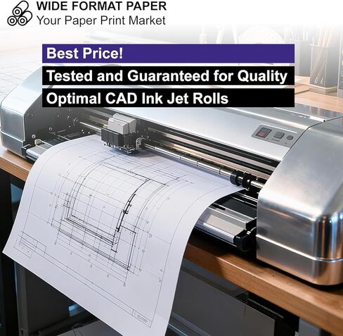 ورق تنسيق عريض مقاس 24 بوصة × 150 قدمًا، 2 بوصة، ورق رسم أبيض CAD السندات 2 لفات in Kuwait