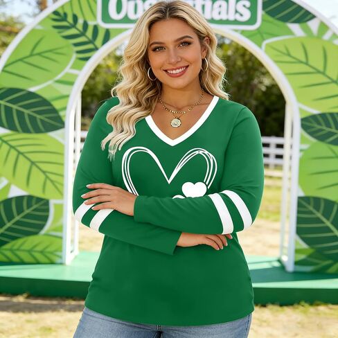 قميص مقاس كبير للسيدات لعيد القديس باتريك: قمصان Lucky Irish Shamrock بأكمام طويلة لعيد القديس باتريك in Kuwait