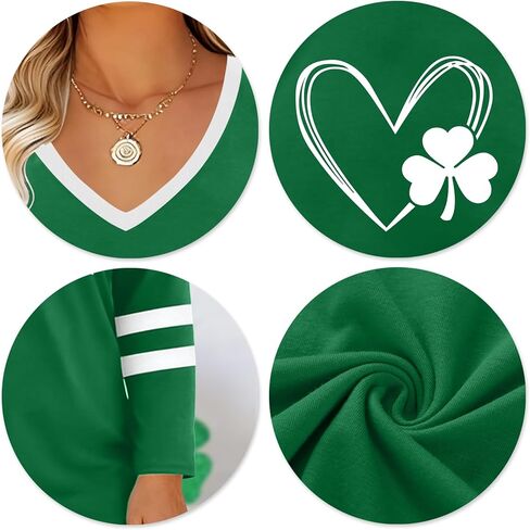 قميص مقاس كبير للسيدات لعيد القديس باتريك: قمصان Lucky Irish Shamrock بأكمام طويلة لعيد القديس باتريك in Kuwait