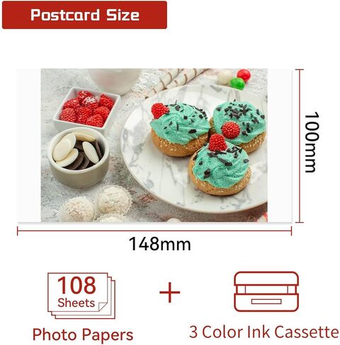 حبر وورق ملون KP-108IN متوافق مع حبر وورق Canon Selphy CP1500 CP1300، KP 108IN KP108IN لـ Canon Selphy CP1200 CP910 CP740، 3 أشرطة و108 ورقة صور مقاس 4×6 in Kuwait