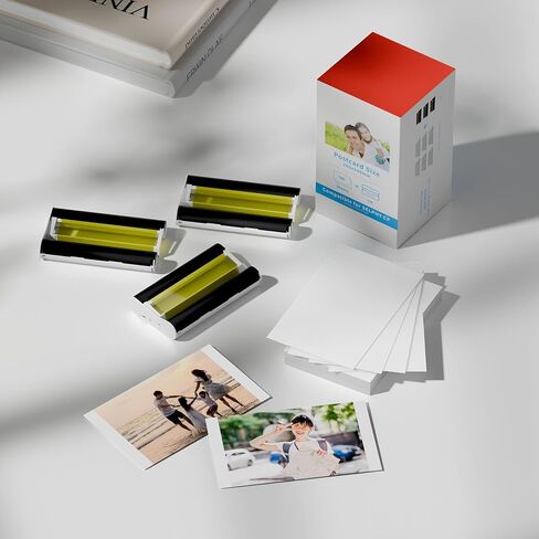 حبر وورق ملون KP-108IN متوافق مع حبر وورق Canon Selphy CP1500 CP1300، KP 108IN KP108IN لـ Canon Selphy CP1200 CP910 CP740، 3 أشرطة و108 ورقة صور مقاس 4×6 in Kuwait