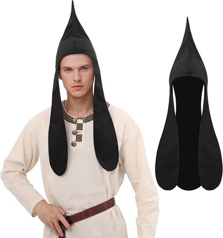 Medieval Coif Cap Thrace Hood Cowl with Ear Flaps Hat Headwear Victorian Mens Costume Accessories in Kuwait