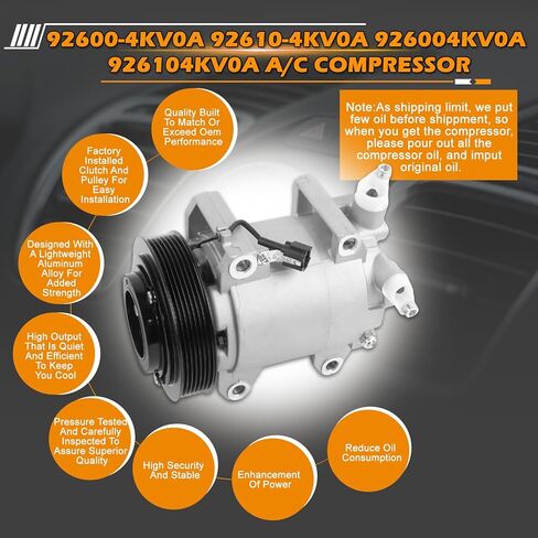 7PK 12V تكييف وضاغط للهواء ل np300 الحدود 92600-4KV0A 92610-4KV0A 926004KV0A 926104KV0A AC قطع غيار الضاغط in Saudi Arabia