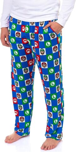 Seven Times Six Super Mario Pajamas Men's Character Logo Checkered Lounge Sleep Pants in Saudi Arabia