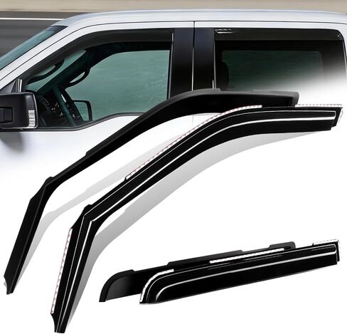 Auto Dynasty in-Channel Window Visors Compatible with 2017-2026 Ford F-250 F-350 F-450 Super Duty Crew Cab, 4Pcs Window Deflectors Rain Guards Sun Wind Air Side Vent Shade, Glossy Black in Saudi Arabia
