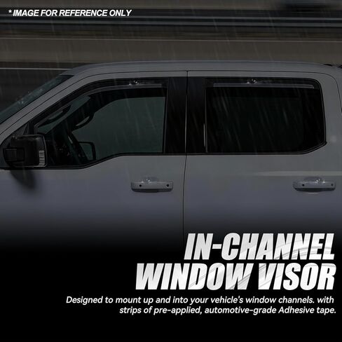 Auto Dynasty in-Channel Window Visors Compatible with 2017-2026 Ford F-250 F-350 F-450 Super Duty Crew Cab, 4Pcs Window Deflectors Rain Guards Sun Wind Air Side Vent Shade, Glossy Black in Saudi Arabia