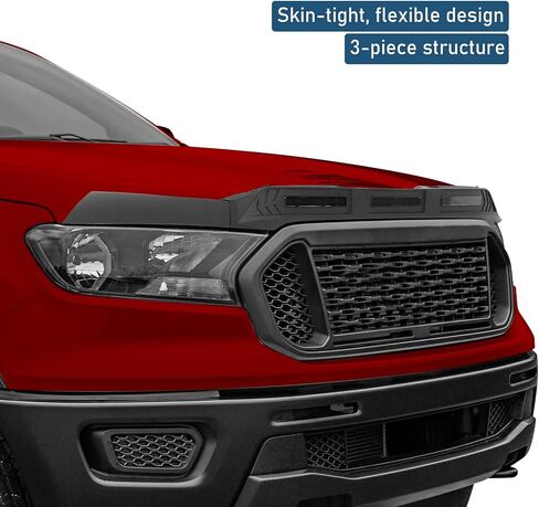 Hooke Road Ranger Hood Protector Bug Deflector Stone Guard with Amber Lights Compatible with Ford Ranger 2019 2020 2021 2022 2023 in Saudi Arabia