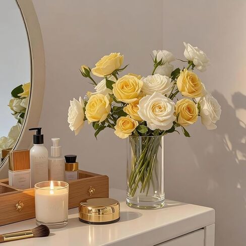 12 مجموعة من المزهريات الأسطوانية البلاستيكية الشفافة (4 قطع لكل منها: 4 بوصة، 6 بوصة، 8 بوصة) - مزهرية مركزية مزخرفة للزهور، والشموع العائمة، وديكور الزفاف والمنزل in Kuwait