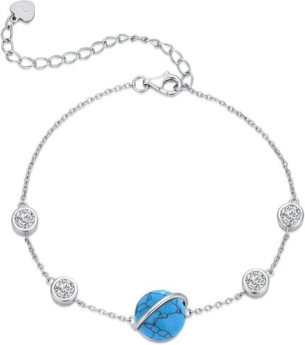 925 Sterling Silver Turquoise Bracelet for Women-Adjustable Chain, Thoughtful Gift for Mom & Wife on Birthday, Mother’s Day and Anniversary in Saudi Arabia