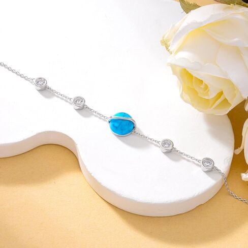 925 Sterling Silver Turquoise Bracelet for Women-Adjustable Chain, Thoughtful Gift for Mom & Wife on Birthday, Mother’s Day and Anniversary in Saudi Arabia