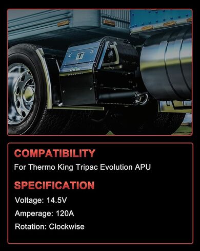 APU Alternator 120A 14.5V, Replacement for Thermo King Tripac Evolution, Part# 45-2671 in Kuwait