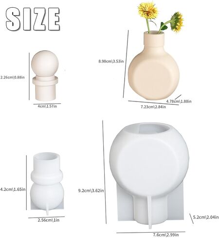 Leldlla الراتنج زهرية قالب عباد الشمس سيليكون قوالب لراتنجات الايبوكسي جولة قالب صب زهرة مجففة DIY بها بنفسك زهرة قلم رصاص حامل فرشاة ديكور المنزل والمكتب in Kuwait