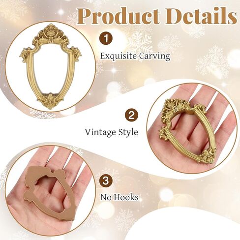 15pcs Vintage Mini Picture Frames Baroque Small Gold Frames, Tiny Picture Frames Little Antique Frames, Oval Rectangle Wall Hanging for DIY Photo Holiday Party Wedding Decoration Christmas in Saudi Arabia
