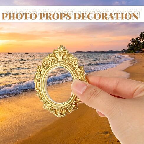 15pcs Vintage Mini Picture Frames Baroque Small Gold Frames, Tiny Picture Frames Little Antique Frames, Oval Rectangle Wall Hanging for DIY Photo Holiday Party Wedding Decoration Christmas in Saudi Arabia