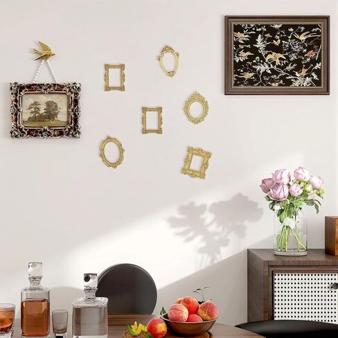 15pcs Vintage Mini Picture Frames Baroque Small Gold Frames, Tiny Picture Frames Little Antique Frames, Oval Rectangle Wall Hanging for DIY Photo Holiday Party Wedding Decoration Christmas in Saudi Arabia