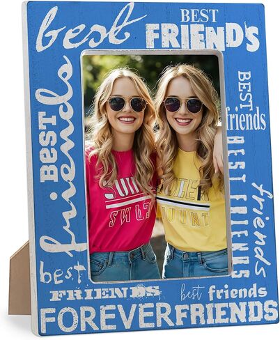 إطار صور خشبي من Best Friends Forever مقاس 4 × 6 بوصة - إطار صورة على سطح الطاولة للمزرعة مع حامل لتزيين المكتب المنزلي - هدية الصداقة للأصدقاء، BFF (وردي) - A02 in Kuwait