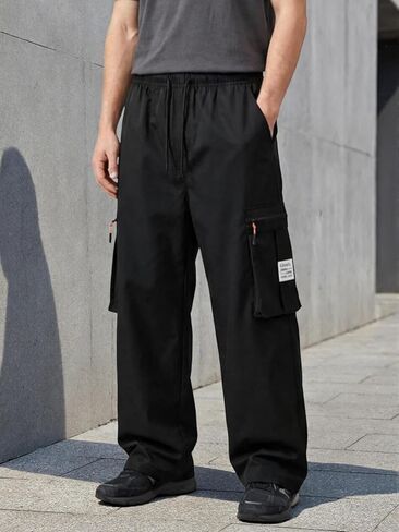 Men's Cargo Pants Drawstring Elastic Waist with Zipper Pockets for Outdoor Hiking in Saudi Arabia