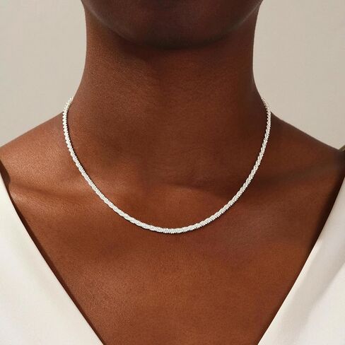 925 Sterling Silver Chain Necklace for Women - 2mm/3mm Italian Chain Necklace Dainty Jewelry Gifts for Women Mom Girlfriend 16/18/20/22 Inch in Saudi Arabia