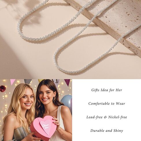 925 Sterling Silver Chain Necklace for Women - 2mm/3mm Italian Chain Necklace Dainty Jewelry Gifts for Women Mom Girlfriend 16/18/20/22 Inch in Saudi Arabia