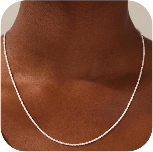 925 Sterling Silver Chain Necklace for Women - 2mm/3mm Italian Chain Necklace Dainty Jewelry Gifts for Women Mom Girlfriend 16/18/20/22 Inch in Saudi Arabia