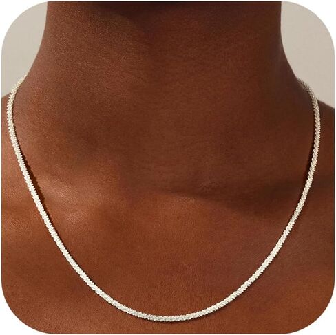 925 Sterling Silver Chain Necklace for Women - 2mm/3mm Italian Chain Necklace Dainty Jewelry Gifts for Women Mom Girlfriend 16/18/20/22 Inch in Saudi Arabia