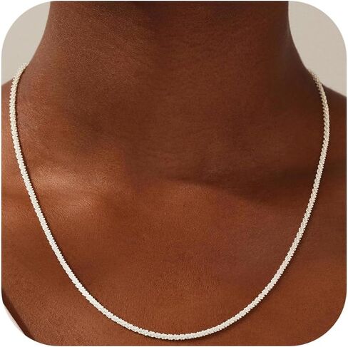 925 Sterling Silver Chain Necklace for Women - 2mm/3mm Italian Chain Necklace Dainty Jewelry Gifts for Women Mom Girlfriend 16/18/20/22 Inch in Saudi Arabia