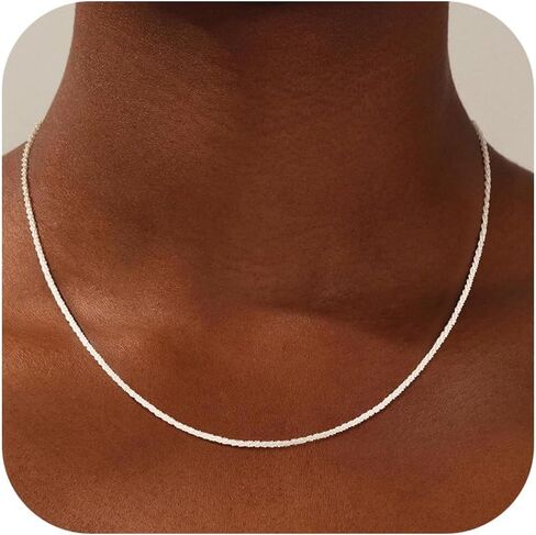 925 Sterling Silver Chain Necklace for Women - 2mm/3mm Italian Chain Necklace Dainty Jewelry Gifts for Women Mom Girlfriend 16/18/20/22 Inch in Saudi Arabia